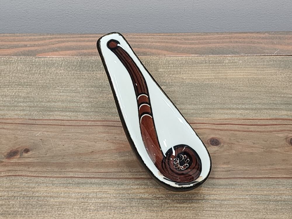 Vintage - RICO Italy - Leather & Ceramic Pipe Holder - Mid-Century